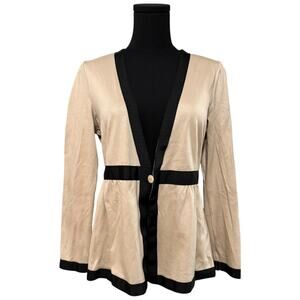 To Be Chic Sanyo Shokai Cardigan Grosgrain Trim Cream Black III (Fits Medium)